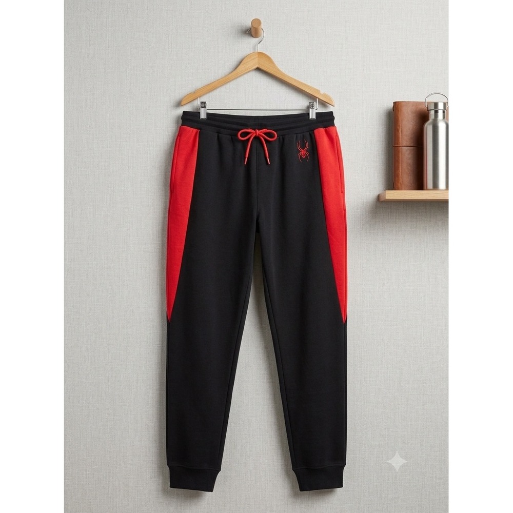 Marvel Spider-Man Joggers Mens Large Black Red Bioworld Fleece Sweatpants Logo